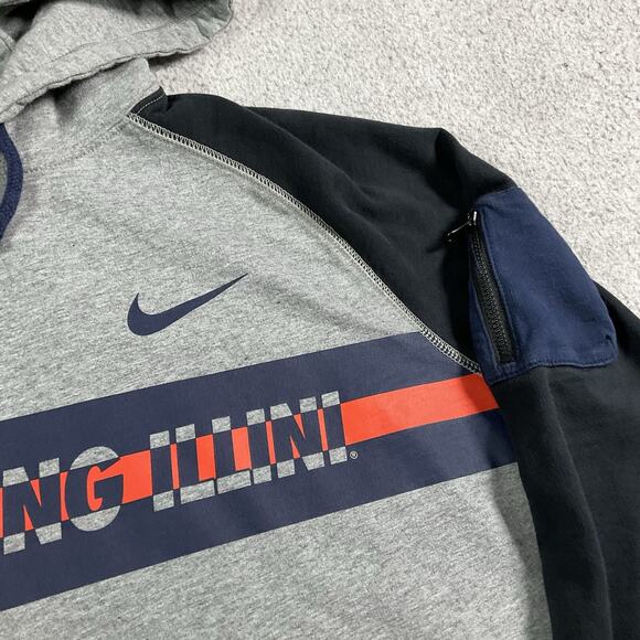 Fighting Illini Hoodie Mens L Nike Sweatshirt Illinois Swoosh NCAA Team Issued - Picture 10 of 16